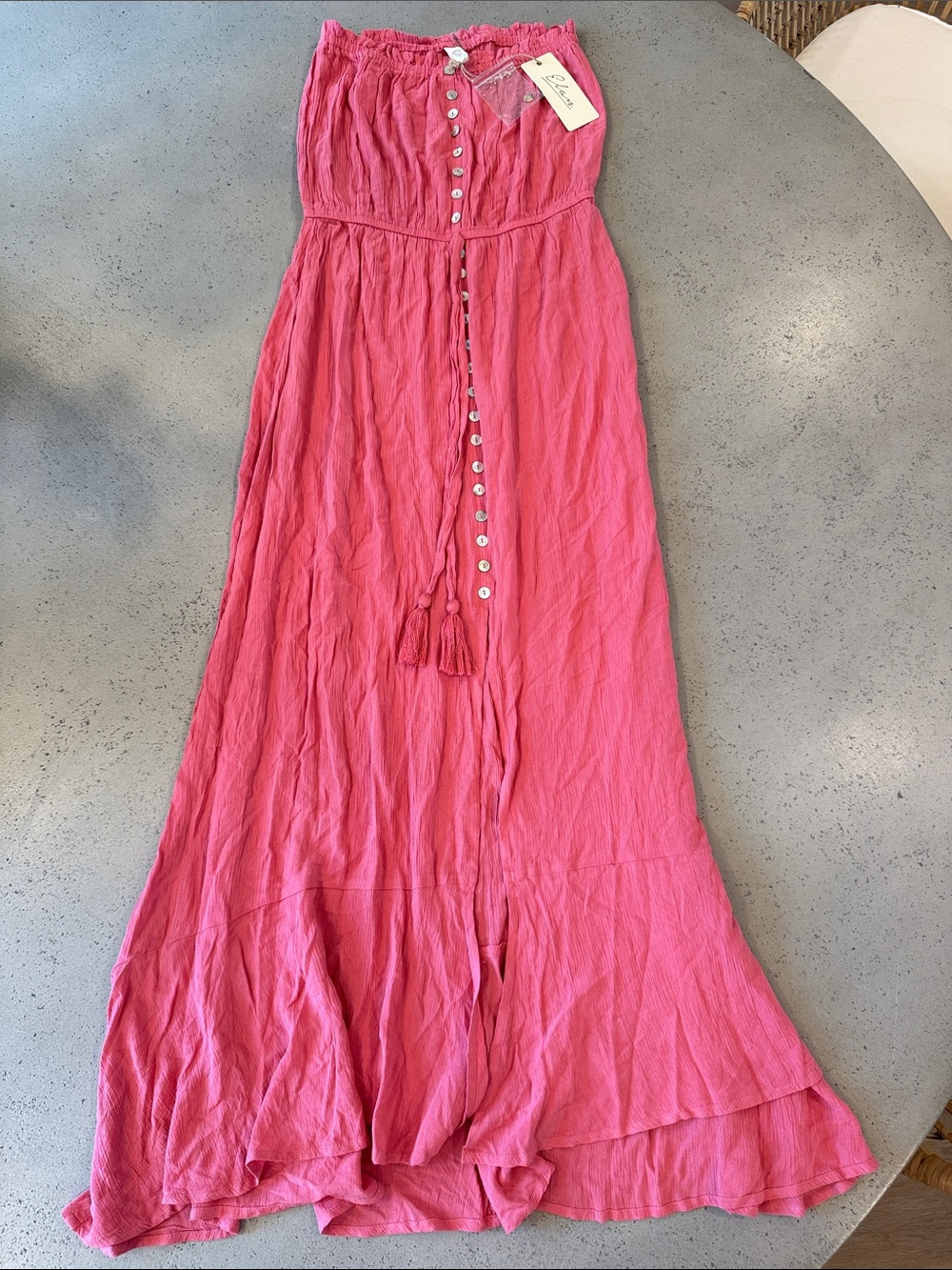 Elan Pink Strapless Button-Front Maxi Dress